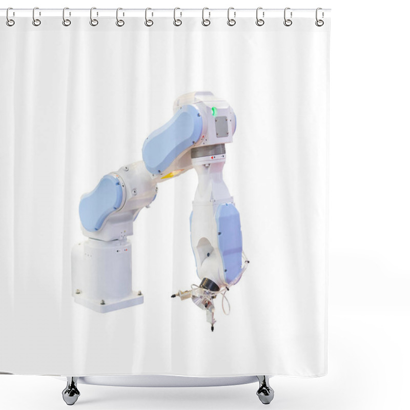 Personality  Robotic Arm For Industry Isolated On White Shower Curtains