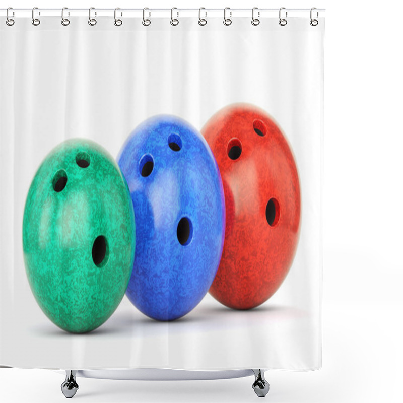 Personality  Three Bowling Balls Shower Curtains