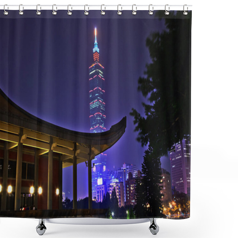 Personality  Sun Yat-Sen Memorial Hall Chung-Shan Park Taipei Taiwan Night Shower Curtains