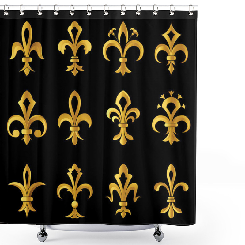 Personality  Fleur De Lis Golden Set Shower Curtains