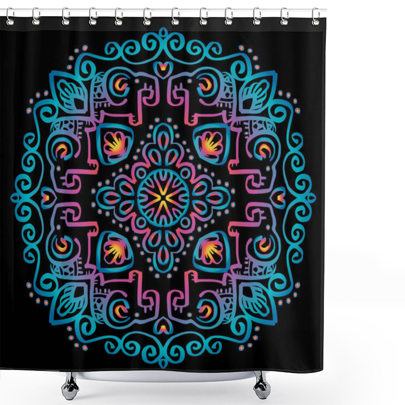 Personality  Mandala Pattern Decorative Elements With Elephant Shower Curtains