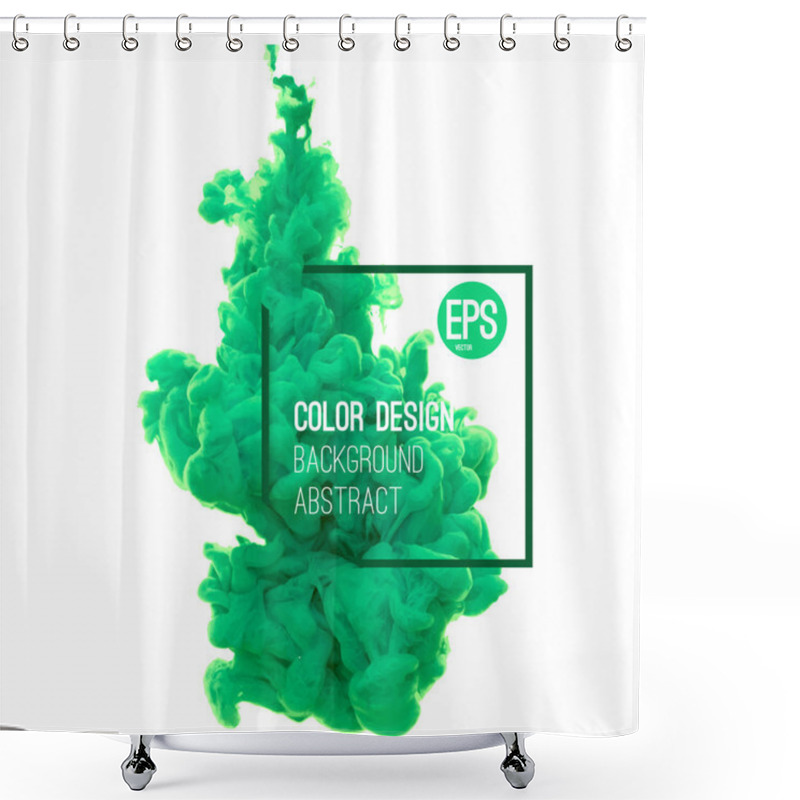 Personality  Green Ink Cloud Swirling In Water Shower Curtains