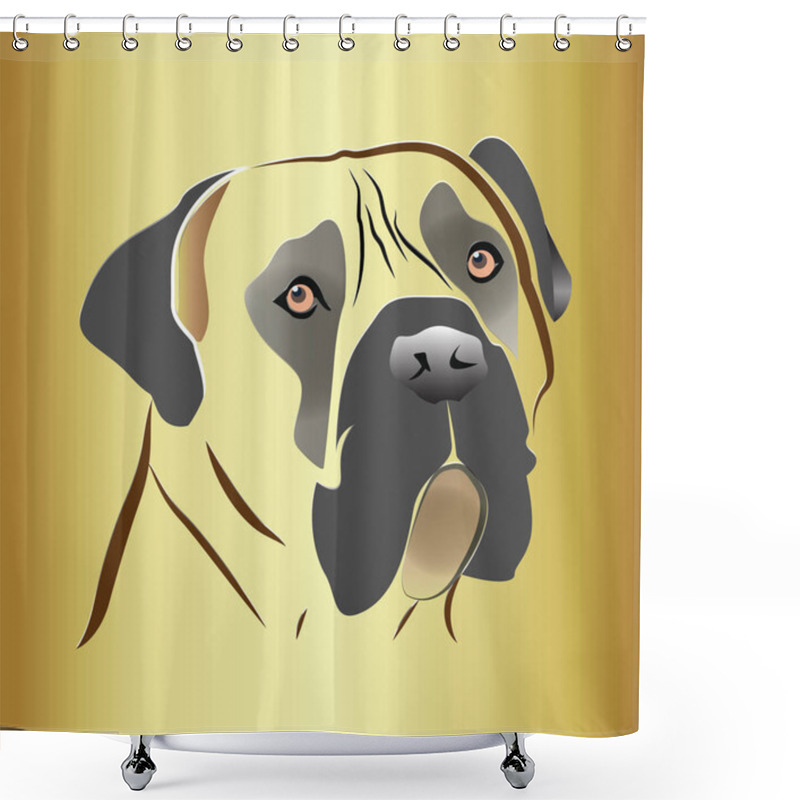 Personality  Mastiff Dog Head On Gold Background Shower Curtains