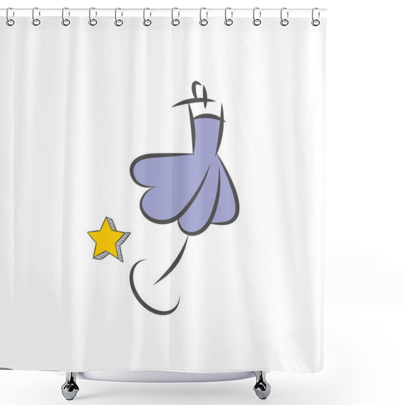 Personality  Violet Dress With Cute Yellow Star Shower Curtains