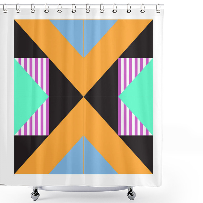 Personality  Trendy Geometric Kaleidoscope Elements Memphis Greeting Cards Design. Retro Style Texture, Pattern And Elements. Modern Abstract Design Poster And Cover Template Shower Curtains