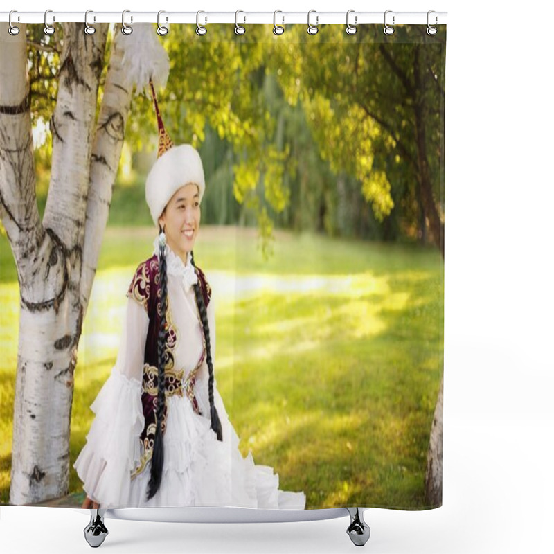 Personality  Beautiful Kazakh Woman In National Costume Shower Curtains