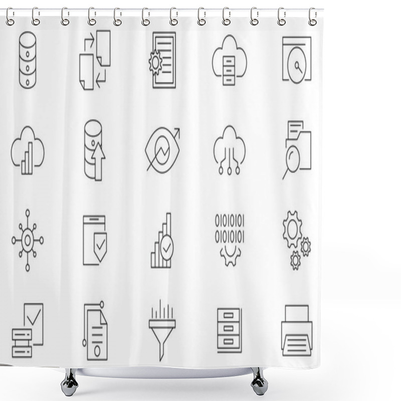 Personality  Database Line Icon Collection. Data, Management, Documents, Internet, Business, Web, Host, Hotspot, Data Storage, Mobile, Data, Network, And Sync Icon Set. UI Outline Icon Pack Shower Curtains