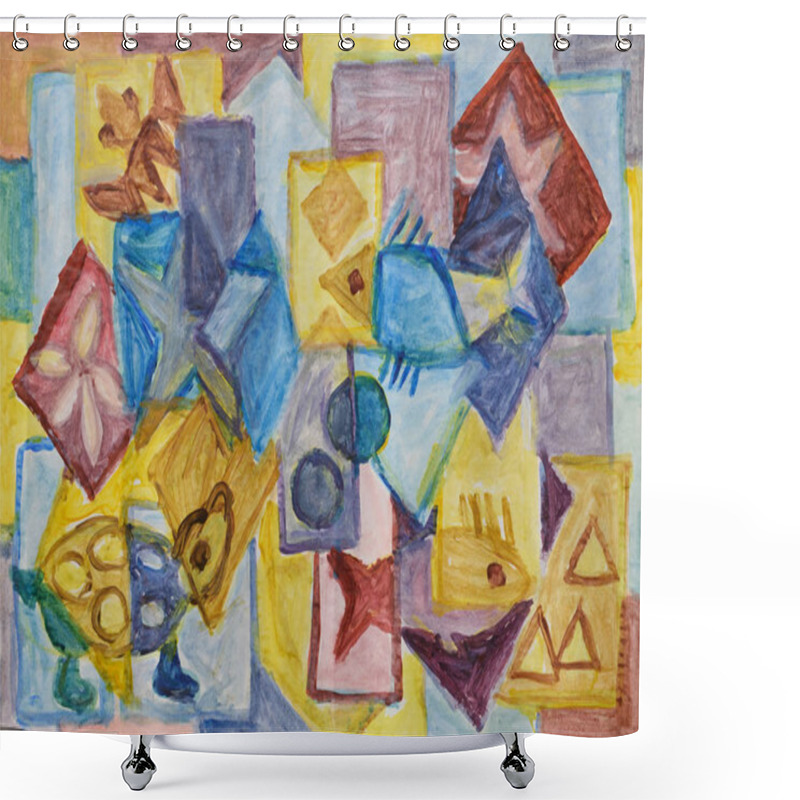 Personality  Cubist Underwater World Painting Shower Curtains