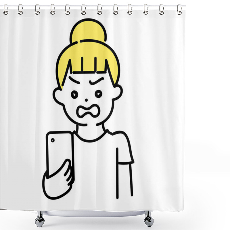 Personality  Illustration Series Of Cute People _ Women In Casual Clothes_ Angry Shower Curtains