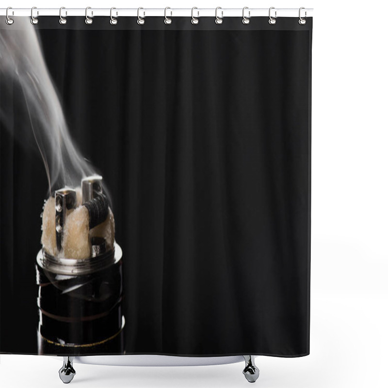 Personality  Activating Electronic Cigarette Isolated On Black Background Shower Curtains