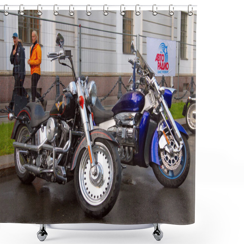 Personality  Harley Davidson Motorbikes On Russian Harley Days, St. Petersbur Shower Curtains