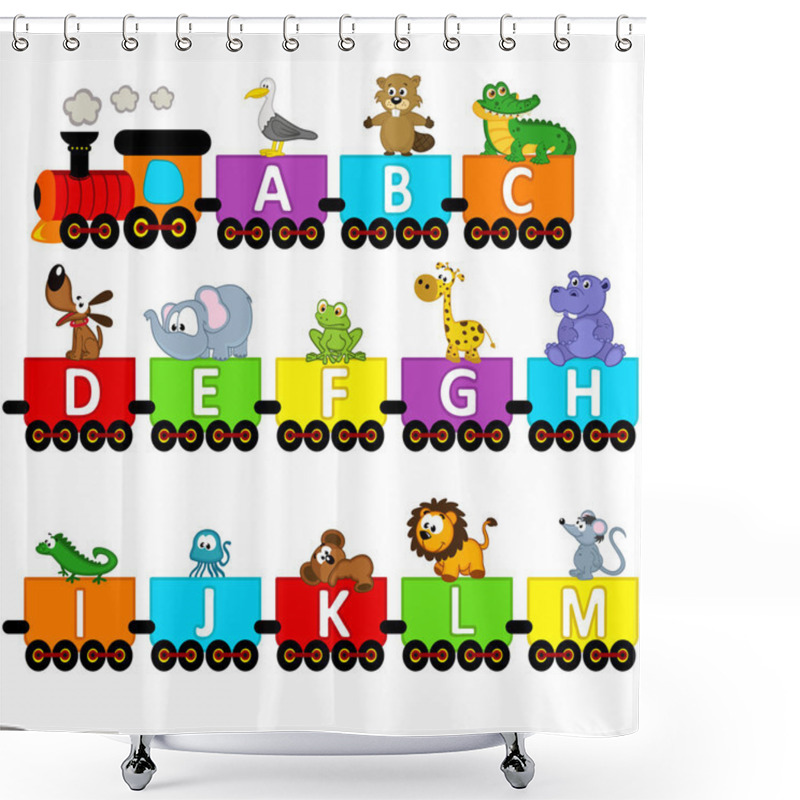 Personality  Alphabet Train Animals From A To M Shower Curtains