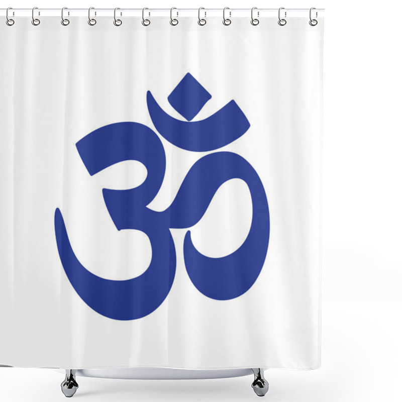 Personality  Modern Flat Icon White Background Flag Indian Om Sign Shower Curtains