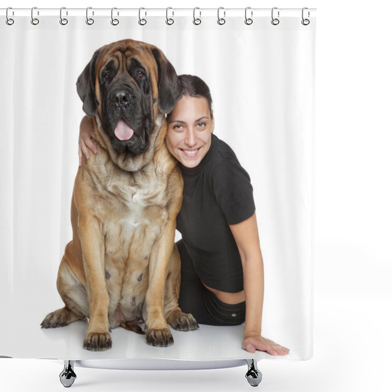 Personality  Beautiful Woman And English-mastif Dog Shower Curtains