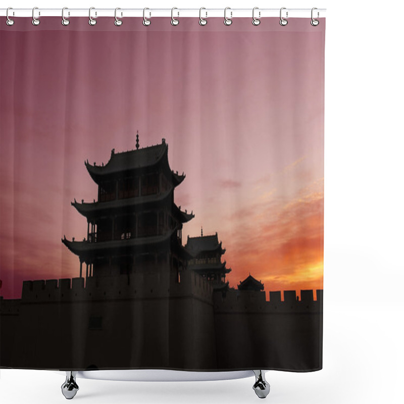 Personality  Sunrise Of The Jiayuguan Pass Tower In GanSu,China Shower Curtains