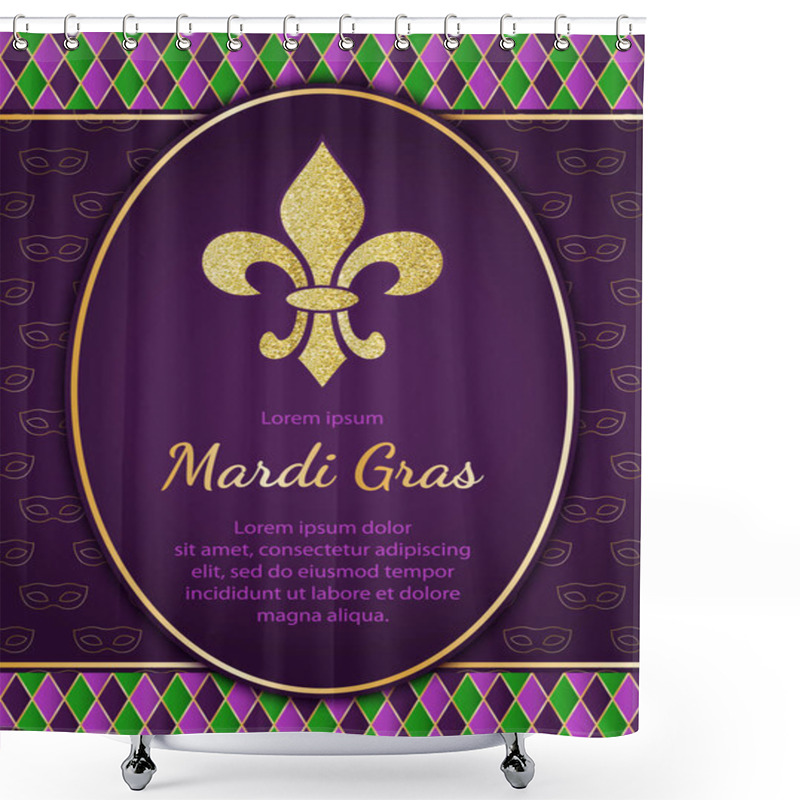 Personality  Mardi Gras Holiday Background. Golden Glitter Textured Fleur De  Shower Curtains