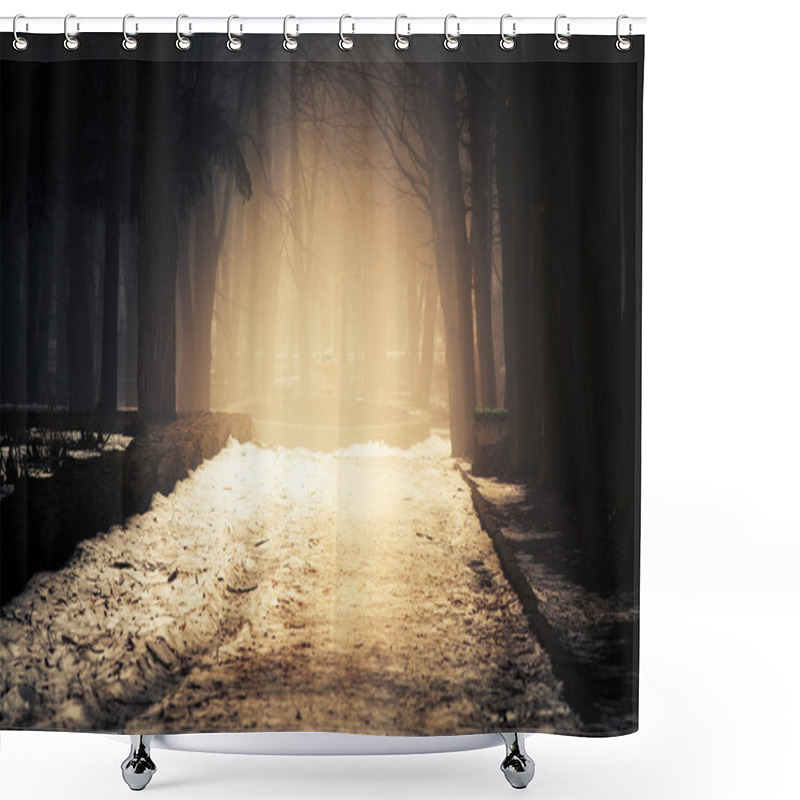 Personality  Fog On A Way Shower Curtains