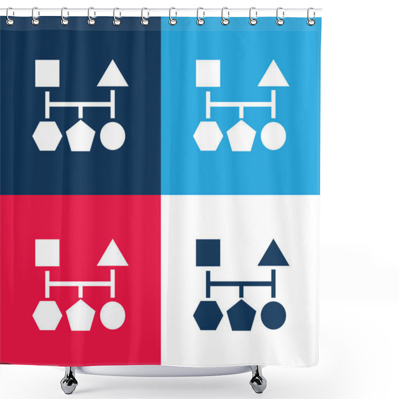 Personality  Blocks Scheme Of Five Geometric Basic Black Shapes Blue And Red Four Color Minimal Icon Set Shower Curtains