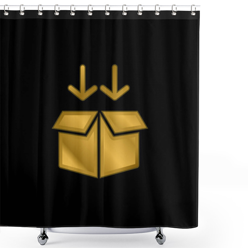 Personality  Box Gold Plated Metalic Icon Or Logo Vector Shower Curtains