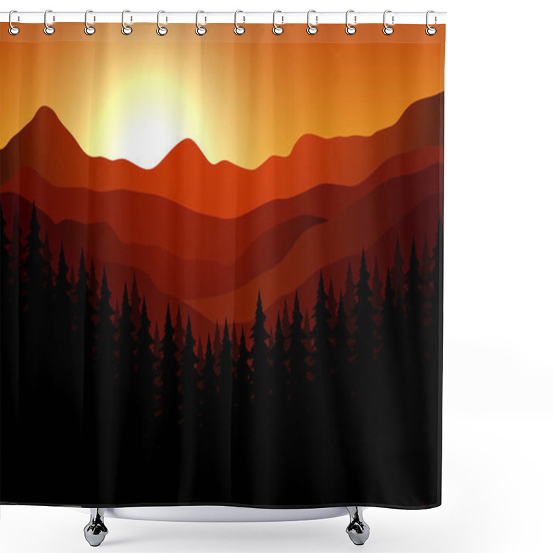 Personality  Illustration Of Animals Silhouette At The Inside Forest Shower Curtains