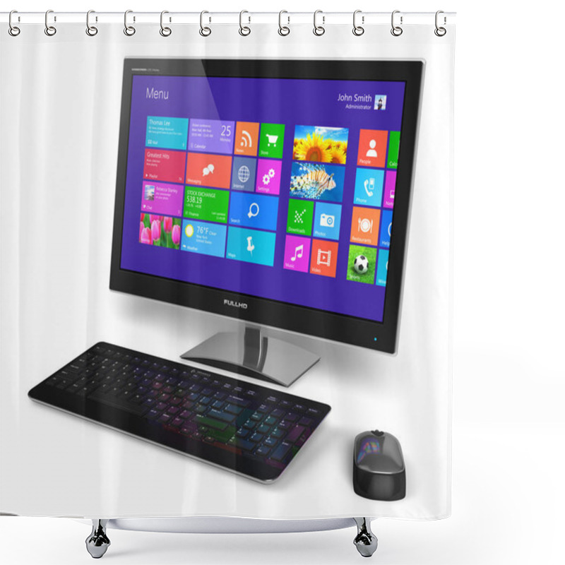 Personality  Desktop Computer With Touchscreen Interface Shower Curtains