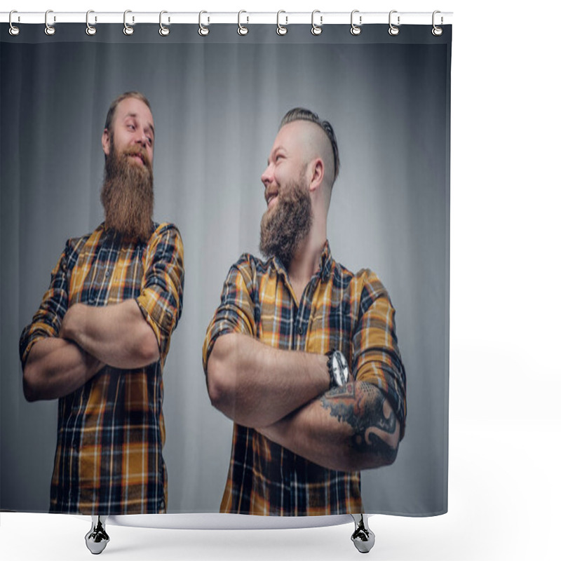 Personality  Bearded Men In A Plaid Shirts Shower Curtains