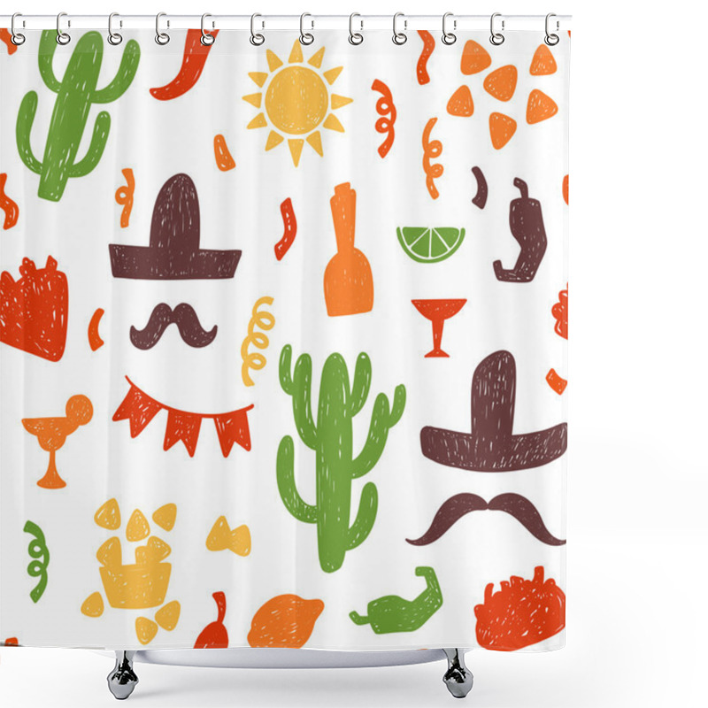 Personality  Pattern With Mexican Festive Symbols Shower Curtains