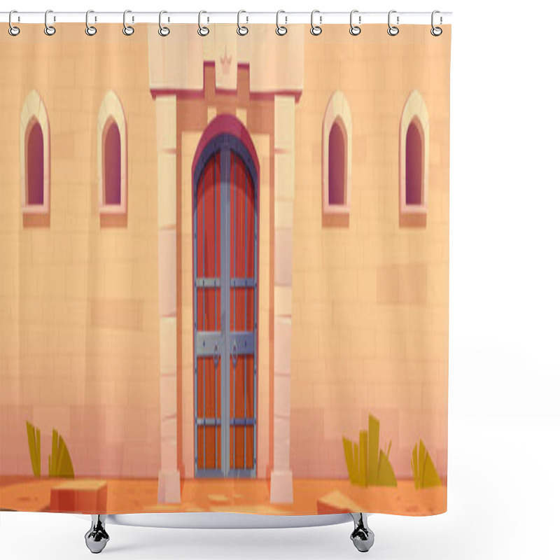 Personality  Medieval Castle Gate, Fairy Tale Palace Exterior Shower Curtains