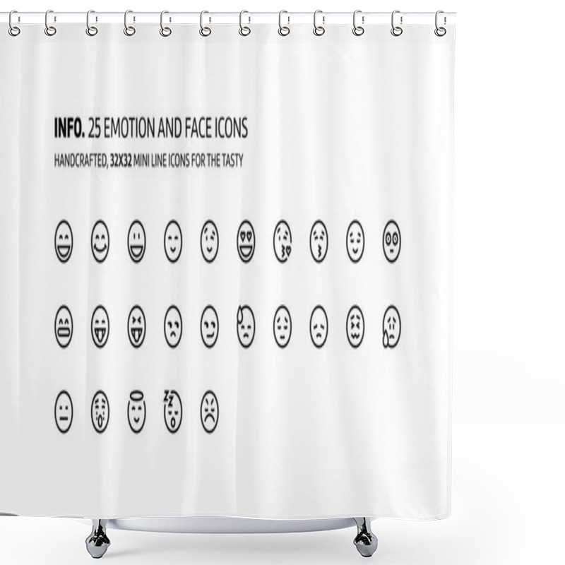 Personality  Emotions Mini Line, Illustrations, Icons Shower Curtains