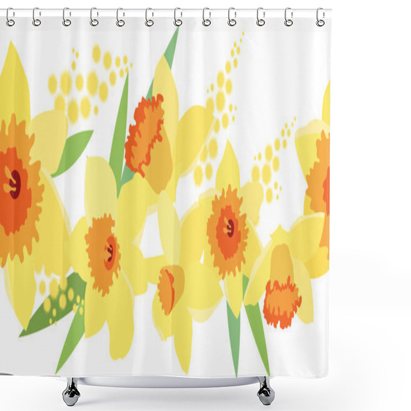 Personality  Seamless Horizontal Daffodil Pattern Shower Curtains