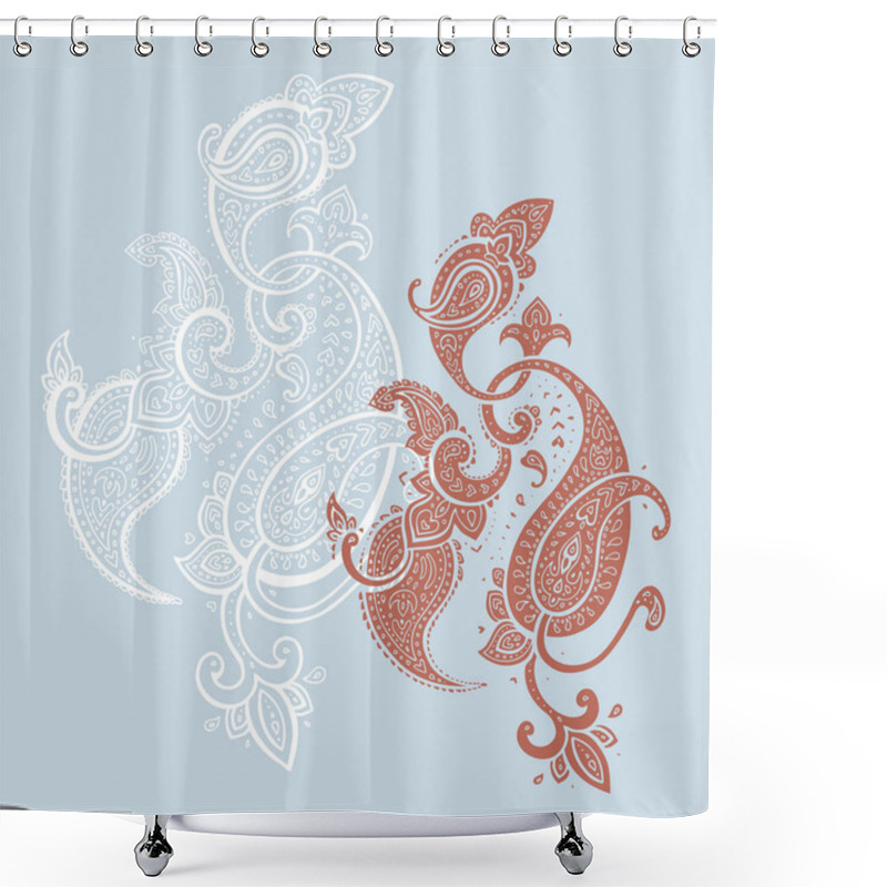 Personality  Paisley. Ethnic Ornament. Vector Illustration Isolated Shower Curtains