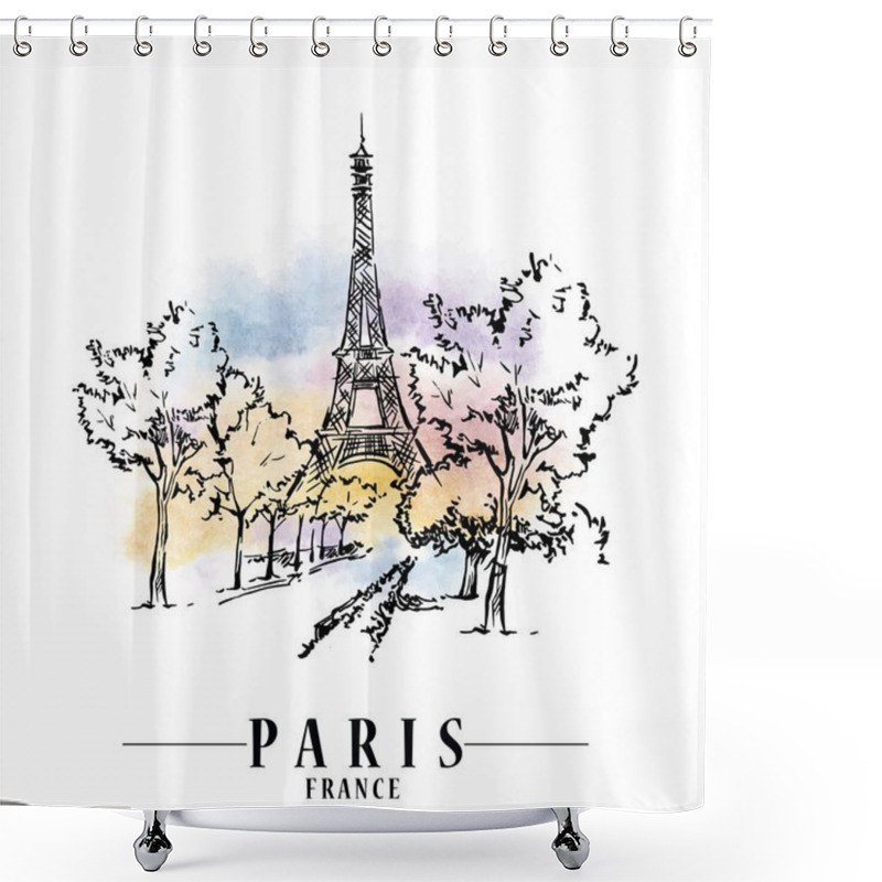 Personality  Paris Vector Illustration. Shower Curtains