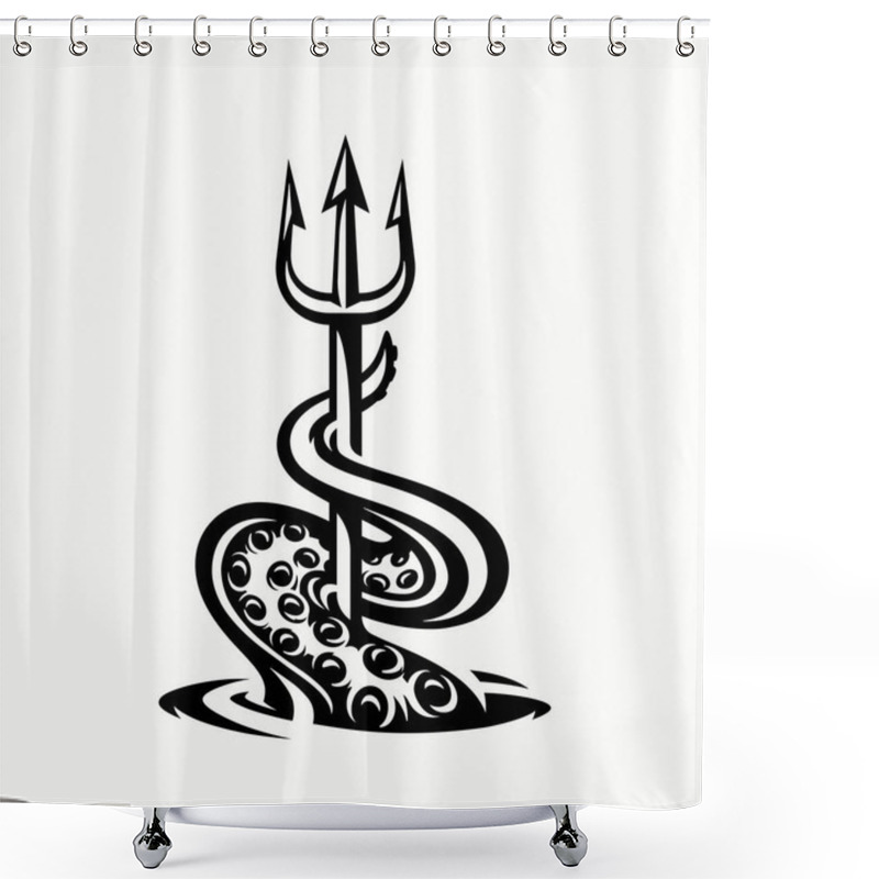 Personality  Tentacle And Trident Vector Illustration. Kraken Spear Icon. Octopus Harpoon Tattoo Symbol. Deep Sea Monster Nautical Mythology. Shower Curtains