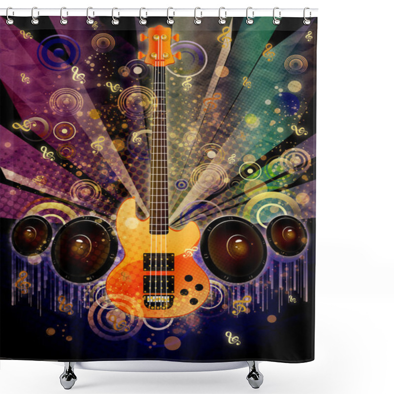 Personality  Grunge Guitar With Loudspeakers Shower Curtains