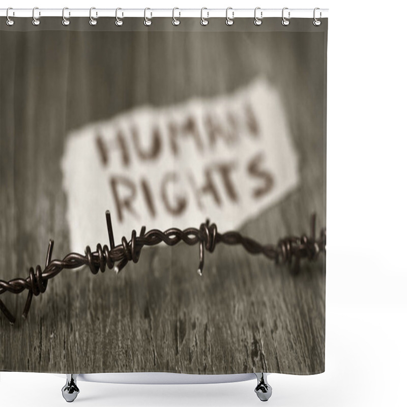 Personality  Barbed Wire And Text Human Rights Shower Curtains