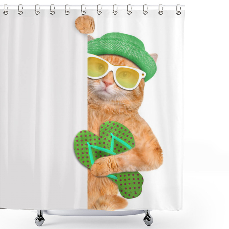 Personality  Cat With Thongs. Shower Curtains