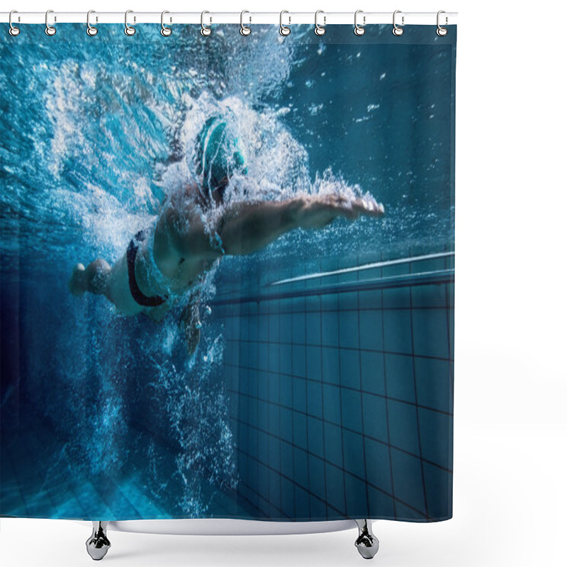 Personality  Fit Swimmer Training By Himself Shower Curtains