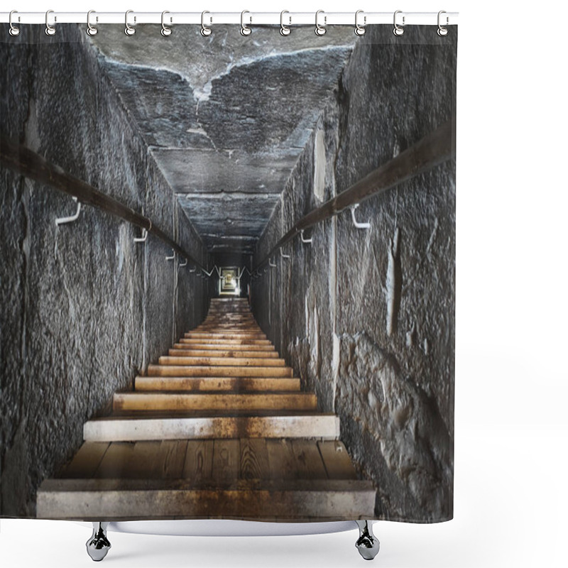 Personality  Descent Into The Ancient Egyptian Pyramid. Ancient Catacombs. Shower Curtains