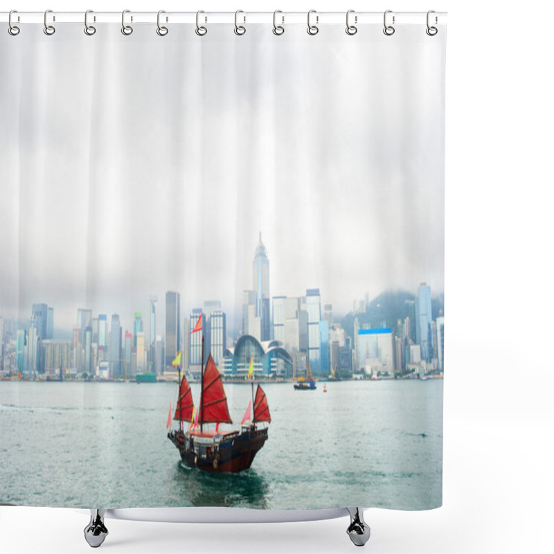 Personality  Boat Floating To Hong Kong Shower Curtains