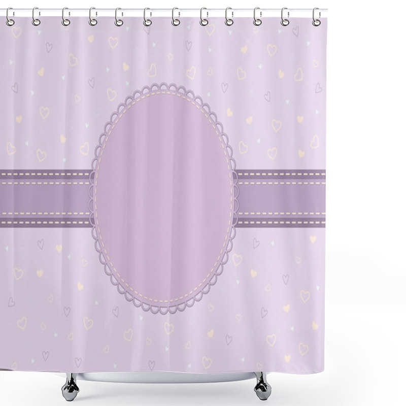 Personality  Vector Violet Card With Hearts Shower Curtains