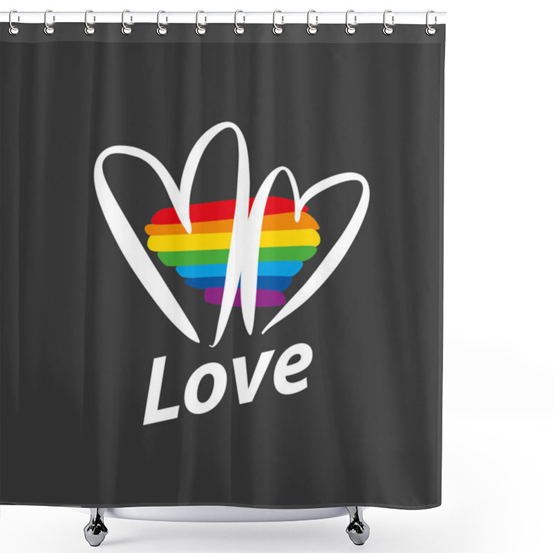 Personality  Logo Heart And Rainbow Shower Curtains