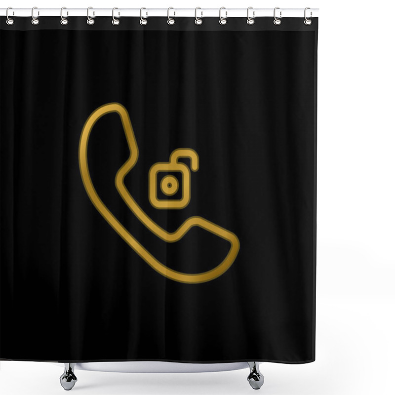 Personality  Auricular Phone Unlocked Gold Plated Metalic Icon Or Logo Vector Shower Curtains