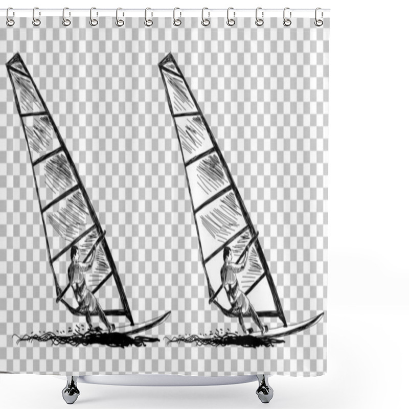 Personality  Windsurfing Sketch Shower Curtains