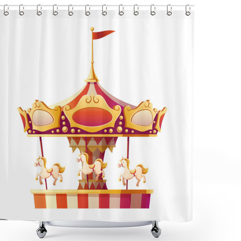 Personality  Carousel Merry Go Round With Horses Isolated. Shower Curtains