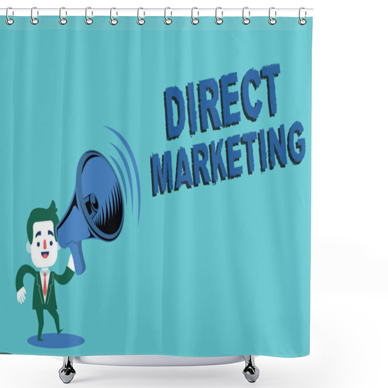 Personality  Writing Note Showing  Direct Marketing. Business Photo Showcasing Business Of Selling Products Or Services To Public Shower Curtains