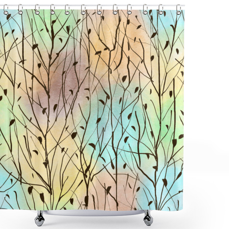 Personality  Seamless Pattern With Tree Branches In Winter. Hand-drawn Illustration.  Shower Curtains