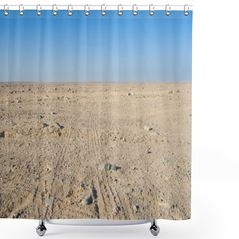 Personality  Vehicle Tracks Through An Arid Desert Shower Curtains