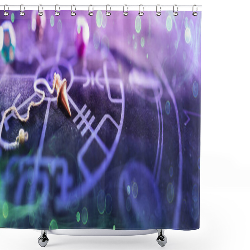 Personality  Esoteric Concept - Pendulum On Blurred Altar With Smoke And Bokeh  Shower Curtains