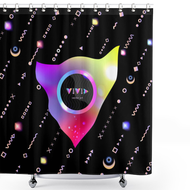 Personality  Poster Rainbow Volumetric Figures Memphis Style Elements-01 Shower Curtains