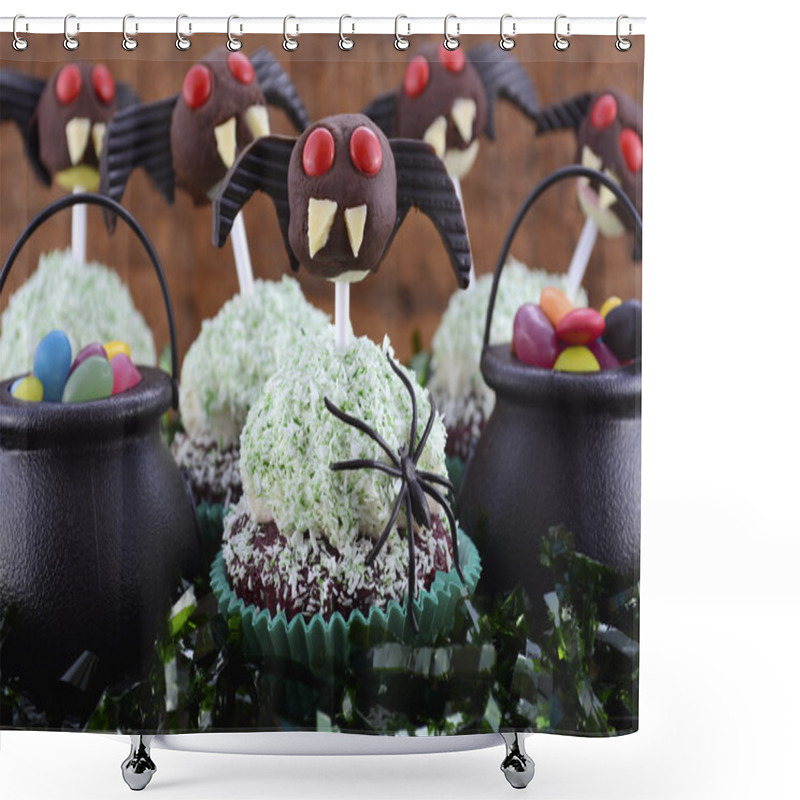 Personality  Happy Halloween Ghoulish Cupcakes Shower Curtains